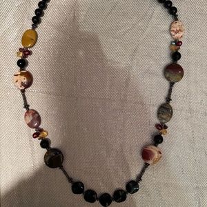 GENUINE STONE AND BEADED NECKLACE